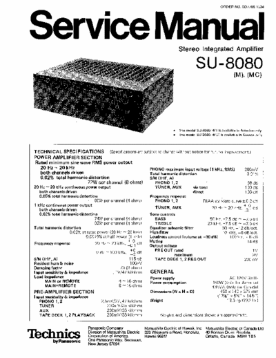 Technics SU-8088 Stereo Integrated Amplifier